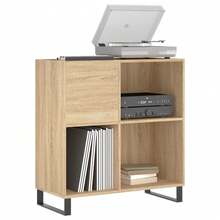 Meuble à disques vidaXL Chêne Sonoma 84,5 x 38 x 89 cm Matériau à base de bois - Tabac - Voir 1