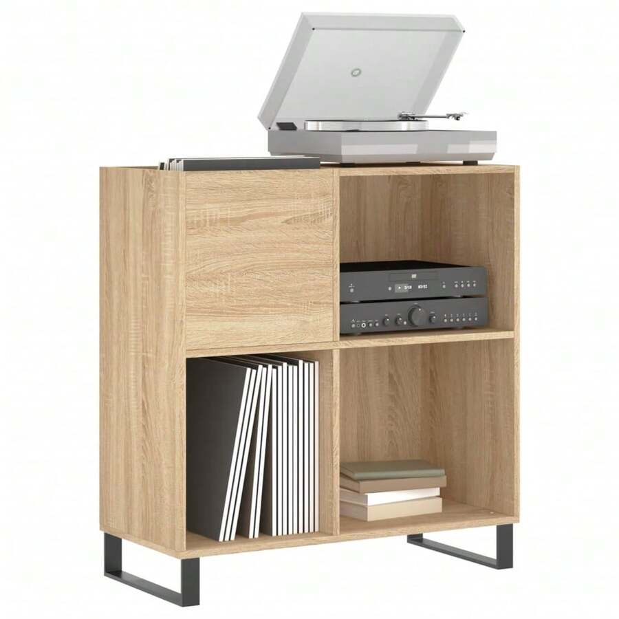 Meuble à disques vidaXL Chêne Sonoma 84,5 x 38 x 89 cm Matériau à base de bois - Tabac - Voir 1