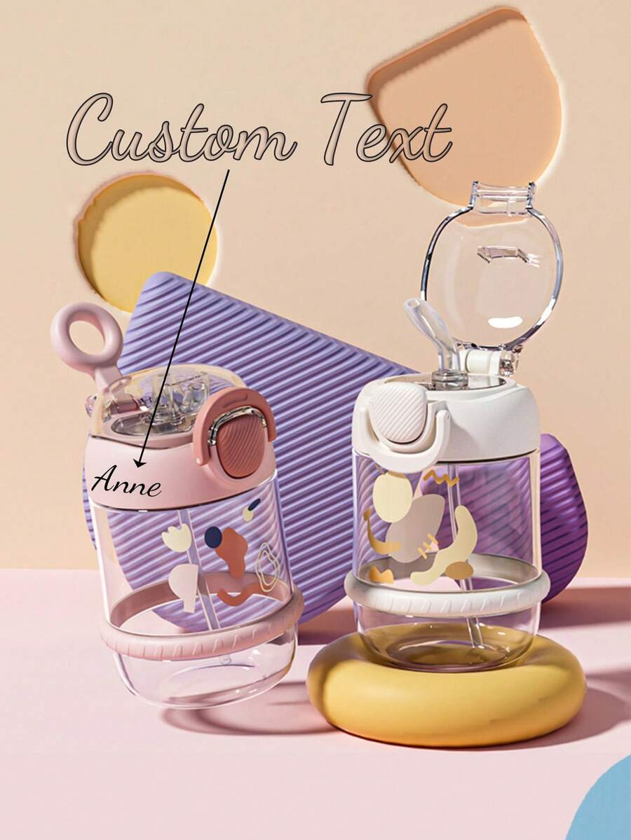 Personalized Cute Plastic Water Bottle With Straw, Large Capacity, Highly Attractive, Adorable Cup, Birthday Gift, Christmas Gift