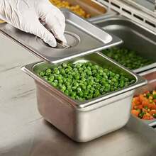 Juego De 10 Insertos Para Bufé De Acero Inoxidable Con Tapa, Bandejas Gruesas De Acero Inoxidable Para Restaurantes Comerciales, Recipientes De Comida A Vapor Para Cocinar Platos Buffet, 1/2 Pulgada, 10cm - Plateado - Ver 10