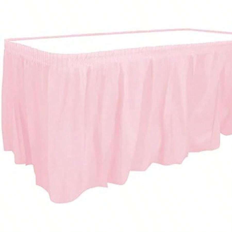Party Dimensions - Falda de plástico para mesa, una unidad, 8.83 m x 4.26 m, , 1(Rosado) - Multicolor - Ver 1