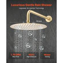 Pommes de douche fixes - Gebürstetes Gold Rund 10 Zoll - Voir 2