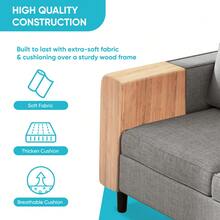 Mjkone Sectional Couches For Living Room, Linen L-Shaped Sofa With Storage Ottoman, 3 Seater Sofa For Office/Apartment - Màu Xám nhạt - Xem 11