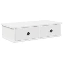 Mensola a muro vidaXL con cassetti, bianca, 60x28x15 cm, materiale a base di legno - Bianco - Visualizzare 3