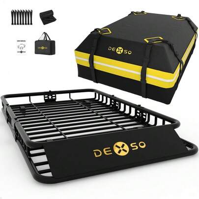 Roof Rack Basket, 200 Lbs Capacity Universal Rooftop Cargo Carrier,Heavy Duty Luggage Rac For SUV, Truck, Crossovers