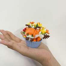 可爱动物甜点积木盆栽，儿童创意积木，益智玩具，适合男孩和女孩的礼物，圣诞礼物