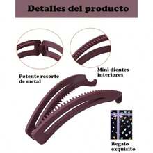 Clips Para Cabello Banana Clip Hair 6 Piezas Fuerte Sujecion Los materiales de alta calidad no son faciles de dañar Antideslizante Ideal Para Cabello Grueso y Fino Uso Diario y Especial - Color de pasta de frijol - Ver 3