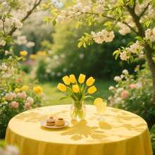 FULDGAENR 8 Packs Yellow Plastic Round Table Cloth, Disposable Yellow Tablecloths Plastic 84 Inch Size For Round Table Indoor/Outdoor Parties Birthdays Weddings Anniversary - 8 Packs,8884inchRound - 8884吋圓形 - 查看 7