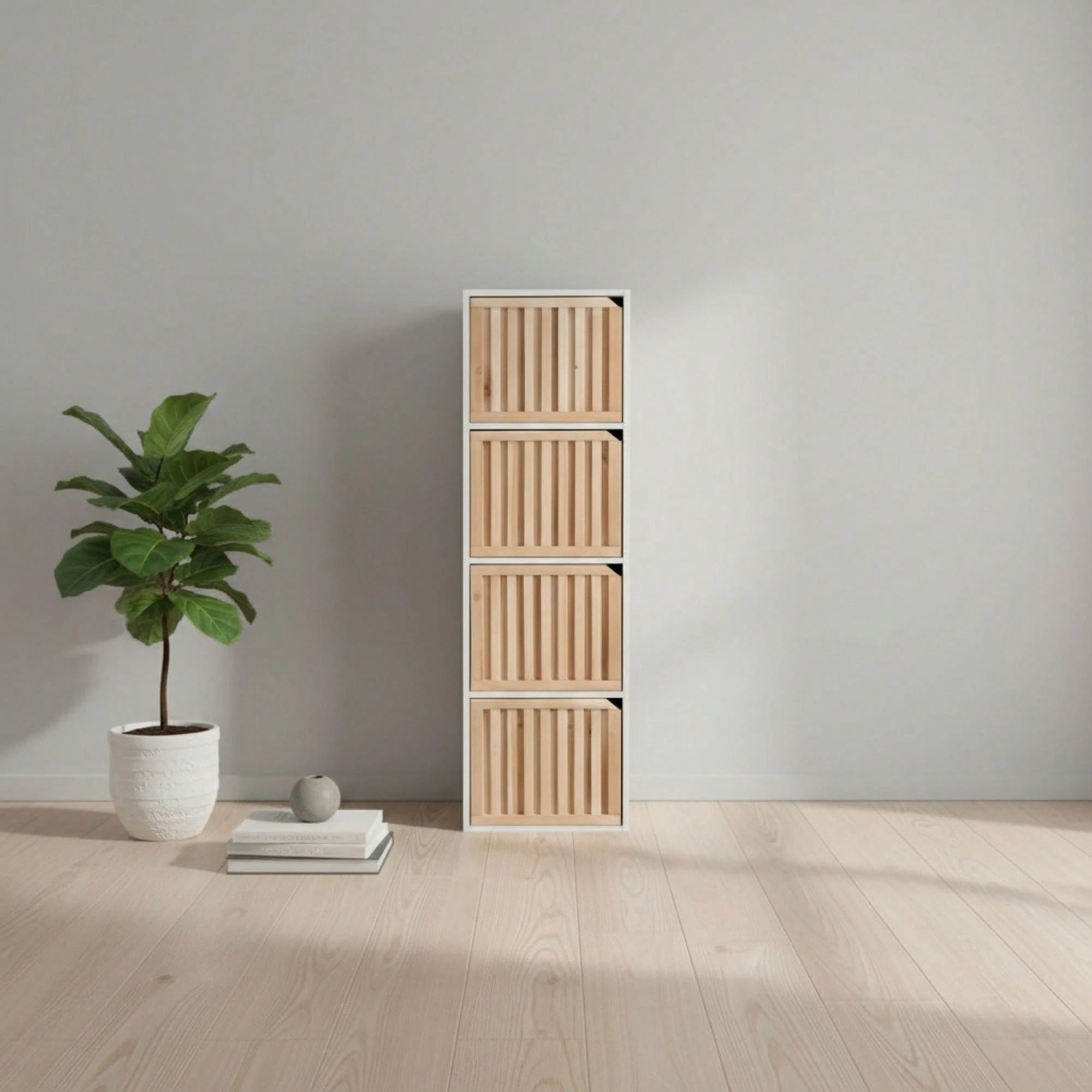 4 Compartment Bookshelf 30x29x116 cm White