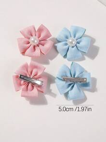 10pcs/Set Colorful Pearl Flower Fabric Floral Hair Clips, Cute & Sweet Hair Accessories For Girls, Suitable For Daily Use - Multicolor - View 6