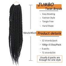 哈瓦那扭辫钩编发 1/6 包 18 英寸巨型塞内加尔扭辫钩编发 专业环状编织合成假发接发（女士款） - 彩色 - 查看 5