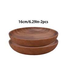 Conjunto de Pratos Artesanais de Madeira Natural de 16cm - Louça Vintage para Massas, Saladas e Bifes | Utensílios de Cozinha e Jantar, Pratos Minimalistas em Estilo Vintage, Prato de Pau-rosa de 16cm com Conjunto de Colher e Garfo, Pratos, Pratos Fundos, Tigelas, Pratos de Madeira, Travessas, Tigelas de Madeira, Pratos de Madeira - Bronzeado - Ver 8