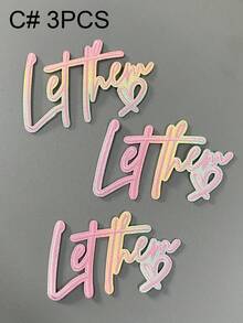 1 Set Of 3/6pcs Let Them English Letter Series Embroidery Patch Cute Fashion Polyester Badge Applique DIY Clothing Iron On Patches Sew Accessory Cloth Stickers Suitable For Backpacks, Jeans, Jackets, T-Shirts, Hats, Dresses, Etc - Multicolor - View 20