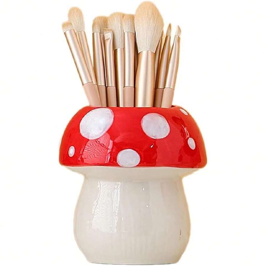 Ceramic Mushroom Pencil Holder, Red,35940447 - 紅色 - 查看 1