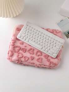 Winter New Heart-Shaped Plush Laptop Sleeve, Cute IPad Case, Student Tablet Protective Cover, Suitable For 11-Inch/13-Inch/15-Inch Devices, Convenient For Commuting, Business Trips, And Office Use. Laptop Case Laptop Cover Computer Bag Laptop Bag Water Resistant For Business For College Back To School - Multicolor - View 11