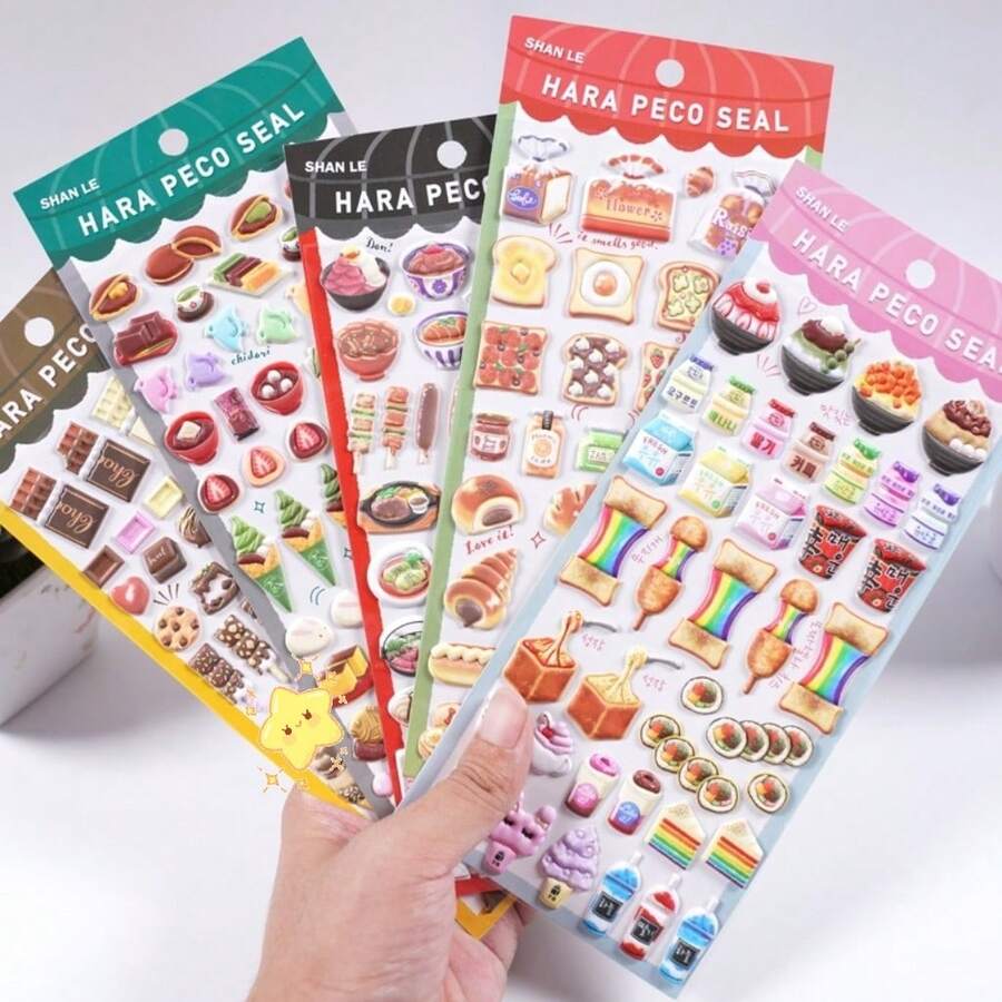 1张3D日式趣味贴纸,泡沫3D贴纸,寿司、拉面、蛋糕、面包DIY装饰贴纸,可爱浮雕贴纸,可用于手机装饰、手账装饰,独特的食物和动物设计3D贴纸 - 多色 - 查看 1