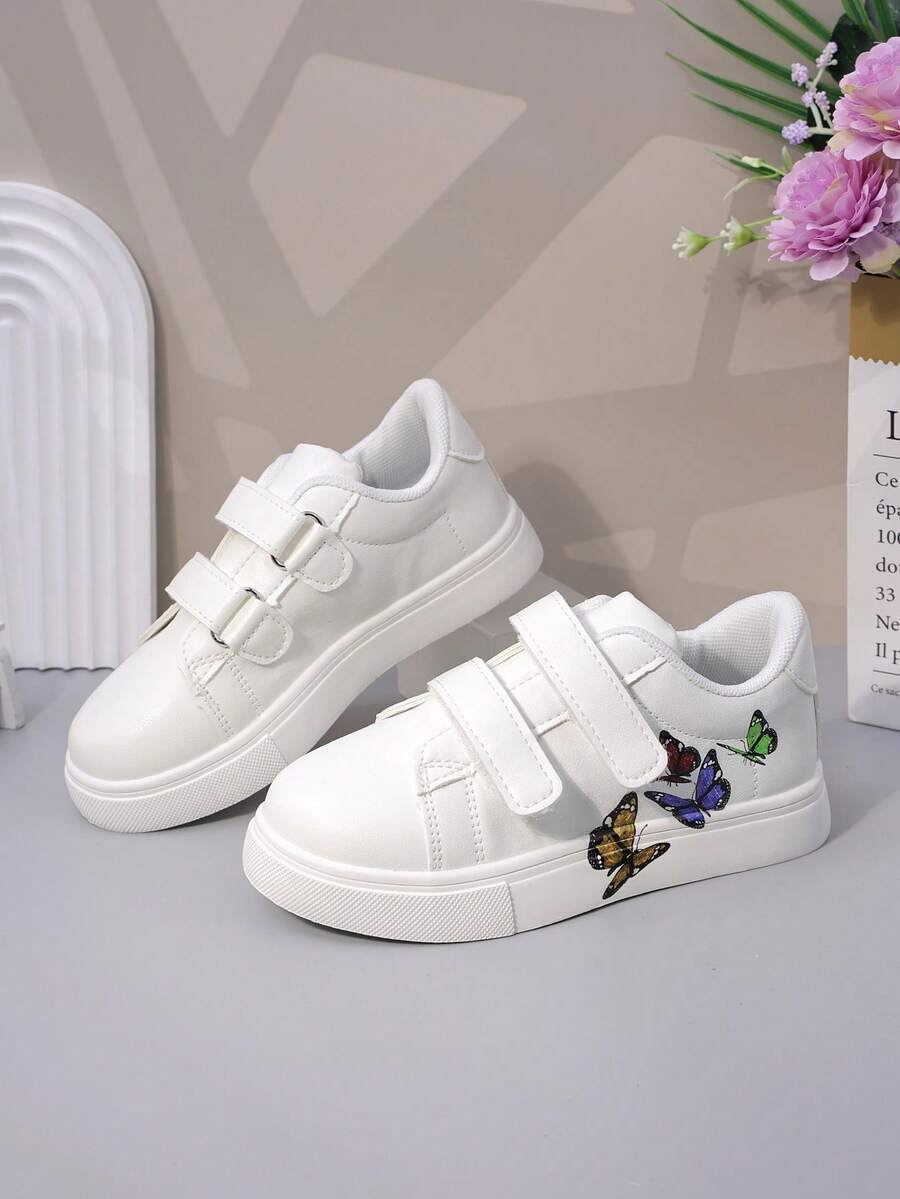 Giày bệt trẻ em, giày thể thao cho trẻ sơ sinh, giày sneaker thường ngày cho trẻ nhỏ, giày trắng hoạt hình thời trang cho bé gái, giày học sinh dễ thương cho bé gái. - trắng - Xem 1