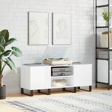 Mobile per dischi vidaXL, bianco lucido, 121x38x48 cm, materiale a base di legno. - Bianco - Visualizzare 2