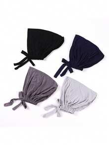 4pcs/Set Solid Color Elastic Adjustable Headband Turban Caps - Multicolor - View 11