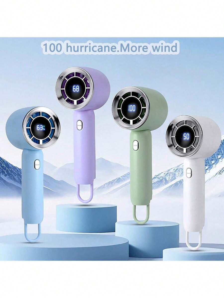 AOYI 1pc Smart Digital Display Handheld Fan, 1200mAh Large Capacity Rechargeable, 1-100 Level Stepless Adjustable Speed From Quiet To Strong Wind, High-Definition LED Screen Real-Time Display Battery & Wind Speed, Portable Lightweight Design, Comes With USB Charging Cable, Suitable For Various Scenarios In Summer Like Office, Travel, Beach, Vacation, Outdoor Activities, Personal Cooling Gadget! - Multicolor - View 1