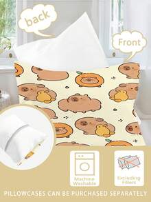 2pcs Kids Bedding Set (1 Reversible Duvet Cover + 1 Single-Sided Pillowcase), Made Of Polyester Fabric, Digital Printing, Water Bird Pattern, Suitable For Boys And Girls Birthday, All Seasons - Multicolor - View 5