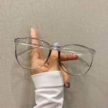 Oversized Oval Frame Transparent Lens Glasses, Women's Anti-Fatigue Computer Gaming Glasses - Multicolor - View 11