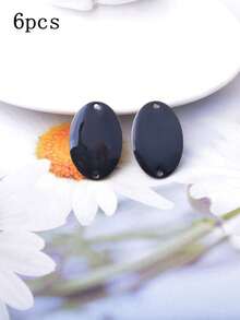 6 piezas de conectores ovalados de cobre con esmalte de doble cara, dijes geométricos de esmalte colorido para accesorios de joyería DIY - oval - Ver 13