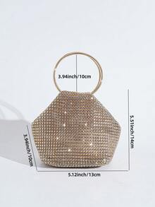Túi xách đính đá lấp lánh, ví cầm tay dự tiệc hình dáng độc đáo, ví quai tròn thanh lịch, túi xách thời trang phong cách Âu Mỹ dành cho nữ. - Rượu sâm banh - Xem 11