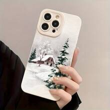 Funda de teléfono moderna y elegante Funda de teléfono: 1 Escena de nieve de invierno Cabaña Ardilla Funda blanca suave de alta calidad para iPhone 17/16/15/14/13/12 11 Pro Max Series y 14/15/16 Plus 12/13 Air, regalo de cumpleaños, regalo de amigo, funda móvil para pareja, novio, novia, fundas protectoras de diseñador lindas y femeninas para mujeres - 1 pieza - Ver 7