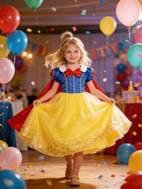 Abito giallo per ragazze con scialle lungo e gonna a palloncino, decorato con fiori dorati, adatto per uscite, raduni, feste di compleanno, esibizioni sul palco e altri eventi importanti