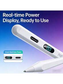 REMAX Lápiz óptico para tableta AP10: pantalla digital inteligente para monitoreo del nivel de batería en tiempo real, compatible con la serie Huawei MatePad, diseño anti-errores táctiles, escritura y dibujo precisos, adecuado para estudio, trabajo de oficina y trabajo creativo. - Blanco - Ver 5