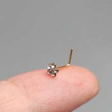 1pc Fine 925 Sterling Silver Nez Stud Flower Clear Crystal L Shape Nose Studs Piercing Jewelry