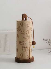 LEEAN 1pc Rosewood Tissue Paper Holder, Tabletop Style, Tissue Roll Rack, Vertical Tissue Roll Dispenser, Suitable For Kitchen And Bathroom - Brown - View 7