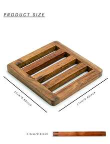 Acacia Wood Trivet Set Of 3, Square Heat Resistant Hot Pads For Kitchen Counter, Non-Slip Natural Wooden Pot Holders For Hot Dishes, Teapot & Dining Table Decor - 3 packs - 查看 2
