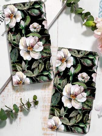 GLANDOTU Personligt anpassat mobiltelefonskal med uggla och blommönster, stötsäkert PU-läder, multifunktionellt stativ och kortfack i plånboksstil, fällbart fodral, kompatibelt med flera modeller