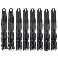 法式卷发编织假发 12/16/24英寸 蓬松波浪 1-8包 #1B 黑色 弹性编织假发接发 合成法式卷发钩针编织假发接发 - 彩色 - 查看 21