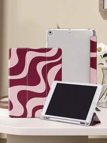 1 件装酒红色弧形条纹平板电脑保护套/Kindle电子书保护套，兼容 iPad 10 代、iPad 11/Air 4/Air 7/9.7、Galaxy Tab A9 Plus、Kindle（11 代-2024 年款）、Kindle Paperwhite 12 代（2024 年款），时尚简约设计，绝佳节日礼物 - 彩色 - 查看 4
