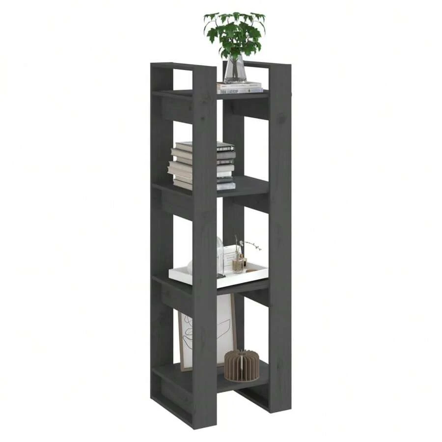 étagère/séparateur de pièce vidaXL gris 41 x 35 x 125 cm en pin massif - Gris - Voir 1