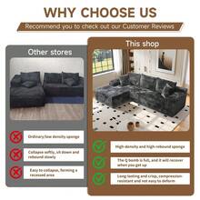 106" Modular L-Shape Chaise Lounge Sofa Premium Corduroy Cloud Velvet No Assembly Required Convertible Loveseat Sofa Bed Deep Seat Comfort Living Room Bedroom Apartment Hotel[2 Package Shipping] - 淺灰色 - 查看 8