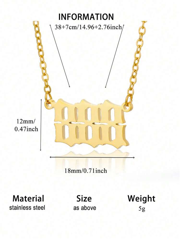 1件777天使数字项链，女士不锈钢简约链条吊坠项链，圣诞礼物 - 數位 - 查看 25