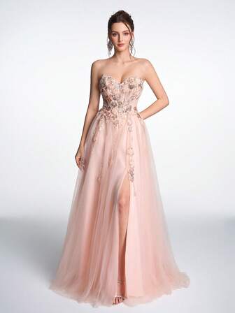 Anymoon レディース プリーツ ウエスト マキシ丈 イブニングドレス