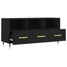 Larryhot Mueble de TV madera de ingeniería negro 102x36x50 cm, Robusto y duradero, fácil de montar, una opción ideal para la decoración del hogar - Negro - Ver 5