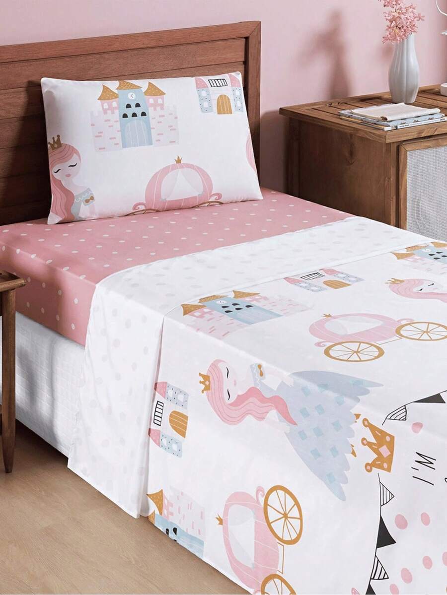 Jogo de Lençol 3 Peças Solteiro Infantil Para Menino Menina Várias Estampas Para Criança Bouti Kids - Little Princess 3 Peças - Visão 1