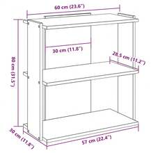 Bibliothèque vidaXL 3 étagères Chêne fumé 60x30x80 cm Matériau à base de bois - Tabac - Voir 9