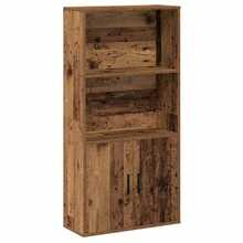 Bibliothèque vidaXL, aspect bois recyclé, 60 x 24 x 120 cm, bois d'ingénierie - Tabac - Voir 3