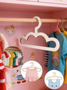 5/10pcs Cloud-Shaped Wooden Baby Clothes Rack - Natural Wood Grain Finish, Cute Design, Durable. Suitable For Baby Clothes, Saves Space As A Storage Rack And Also Serves As A Clothes Hanger. - Multicolor - View 2