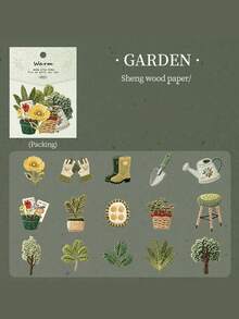 30张/包 复古压纹针织纹理混合暖色调小贴纸，DIY装饰贴纸，适用于手账、相册、剪贴簿