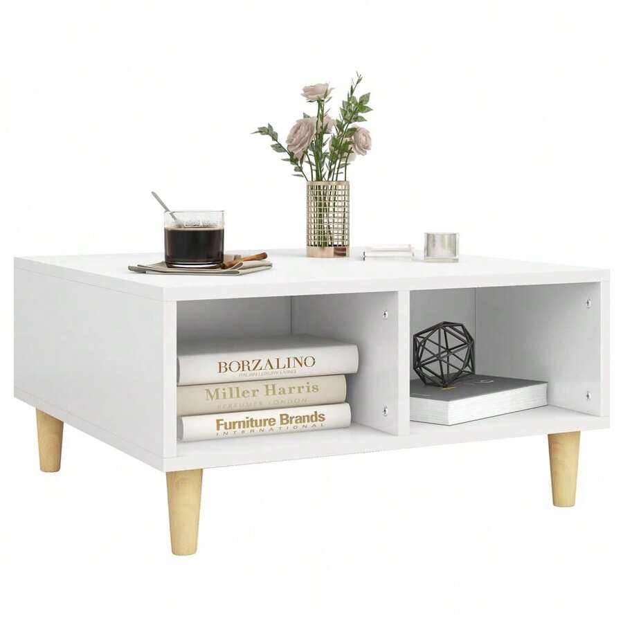 Table basse vidaXL blanche 60x60x30 cm, matériau à base de bois - Blanc - Voir 1