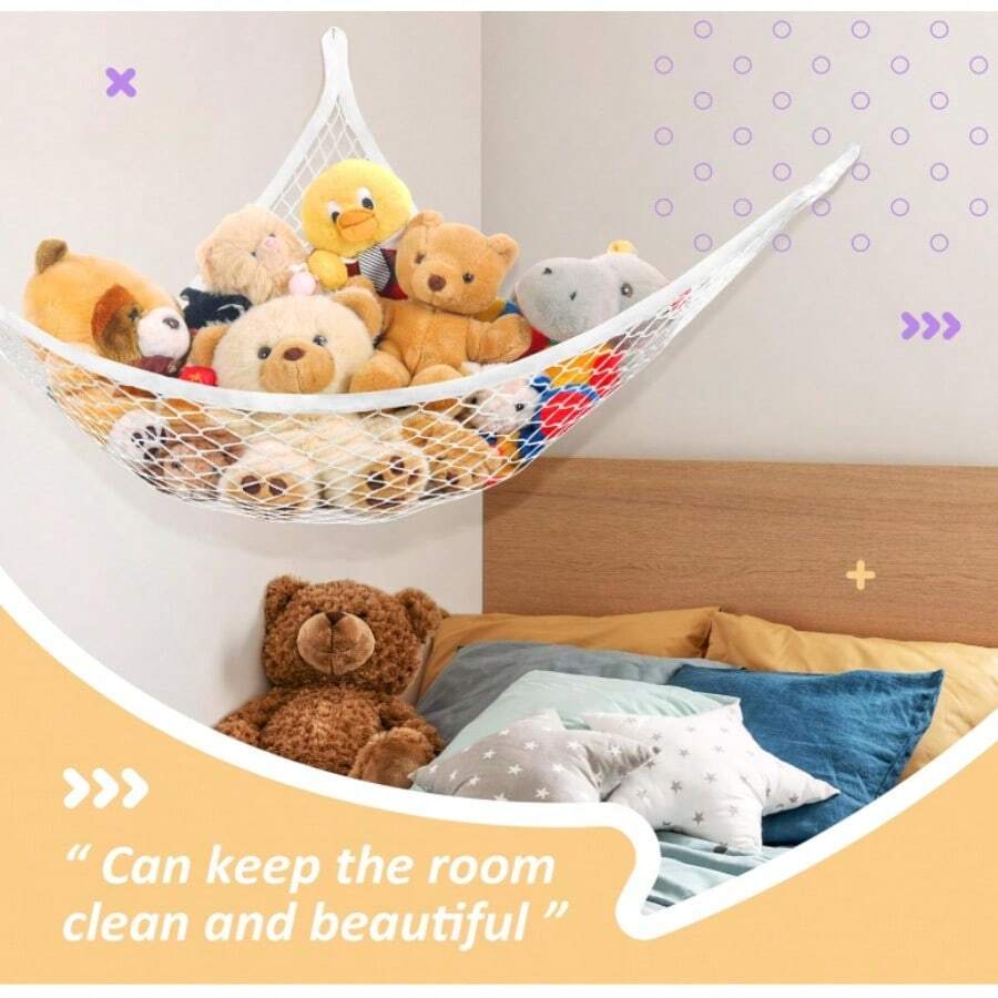 Hanging Plush Toy Storage Bag. Suitable For Storing Plush Toys In Children's Rooms. The Bag Has A Large Capacity And Can Be Hung On The Wall Without Taking Up Space. It Is A Practical Tool For Keeping The Room Tidy. - 預設 - 查看 1