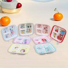 Disney 1个米妮小飞象美人鱼三格餐盘，适合家庭聚餐、生日派对，方便携带的户外密胺餐具，精致的三格餐盘 - 彩色 - 查看 1